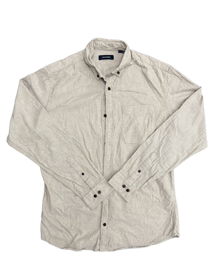 Jack & Jones Sand Beige Casual Long Sleeve Shirt - M