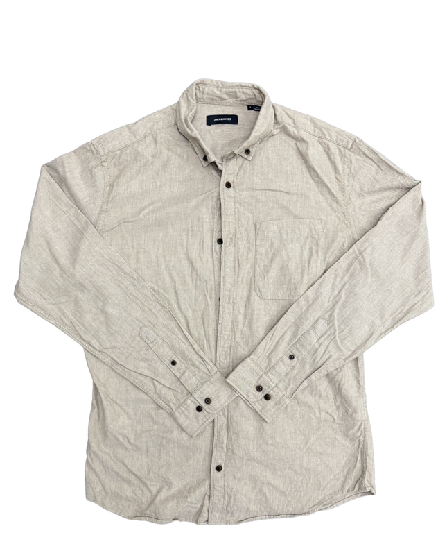 Jack & Jones Sand Beige Casual Long Sleeve Shirt - M