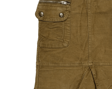 Yessica Utility Style Brown Corduroy Midi Cargo Skirt