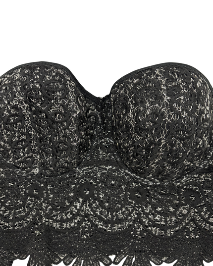 It Girl Y2K Black Lace Bustier Crop Top - XXS