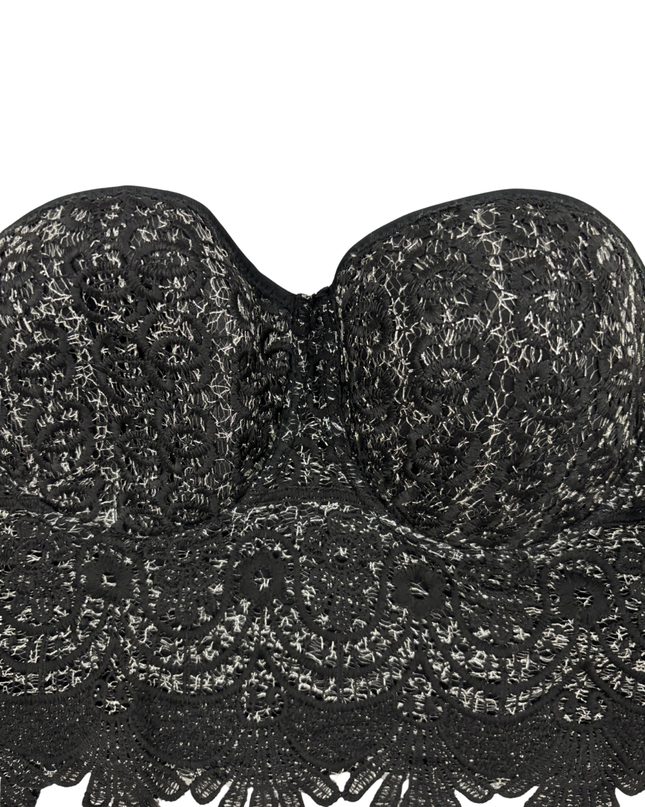 It Girl Y2K Black Lace Bustier Crop Top - XXS