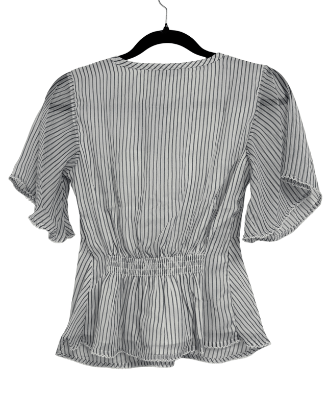 Abercrombie & Fitch Tie-Front Blue Striped Peplum Blouse