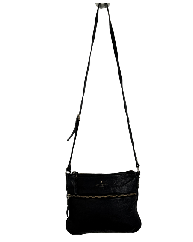 Kate Spade New York Black Pebbled Leather Double Zip Crossbody Bag