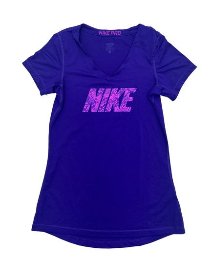 Nike Pro Purple V-Neck Women Tee - XS