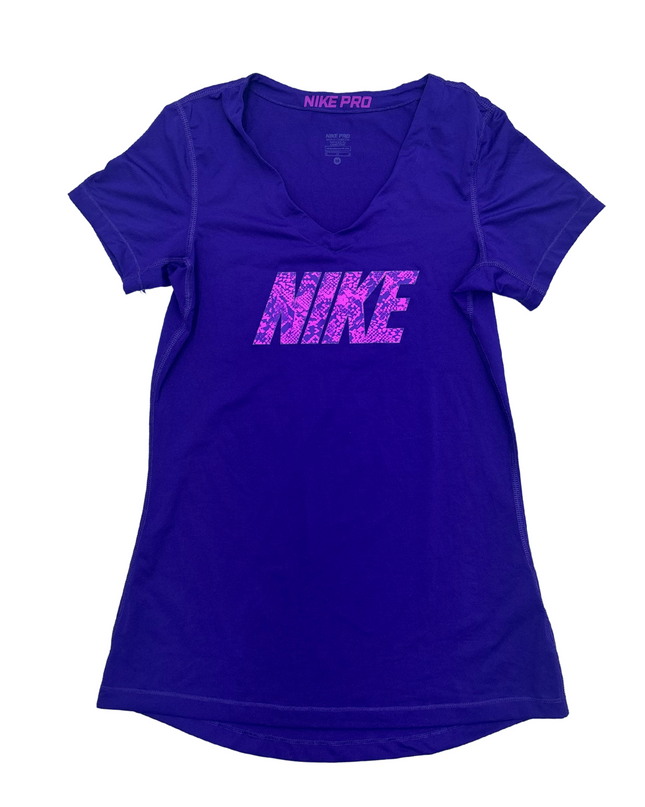 Nike Pro Purple V-Neck Women Tee - XS