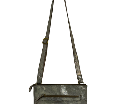 Fossil Metallic Silver Bronze Pebbled Small Crossbody Bag