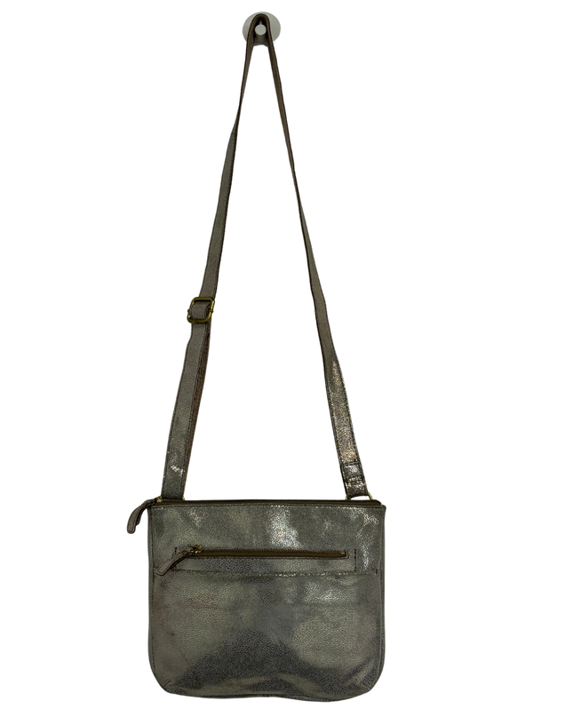 Fossil Metallic Silver Bronze Pebbled Small Crossbody Bag