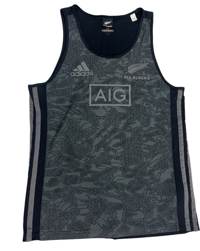 Adidas All Blacks AIG Rugby Singlet – Grey Camo Pattern - M