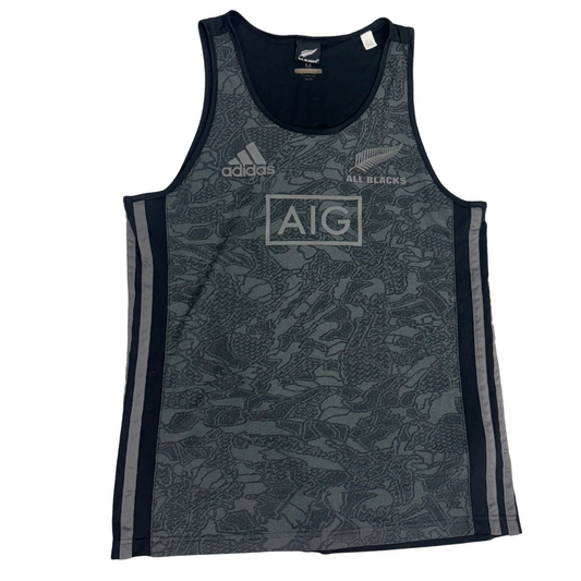 Adidas All Blacks AIG Rugby Singlet – Grey Camo Pattern - M