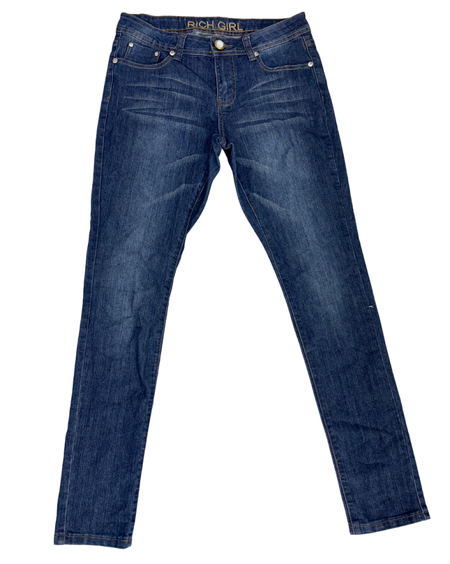 Embellished Skinny Jeans - Dark Blue - L | Waist: 31"