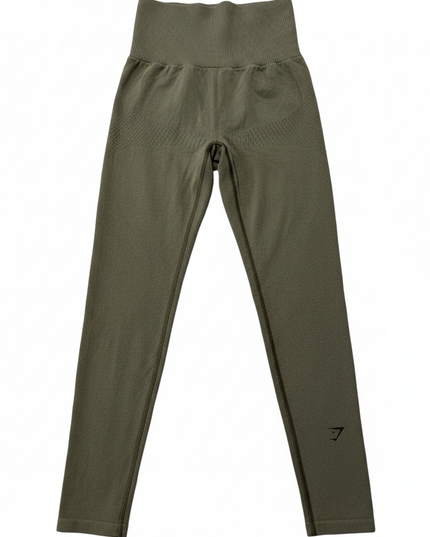 Gymshark Seamless High-Waisted Ribbed Olive Green Leggings