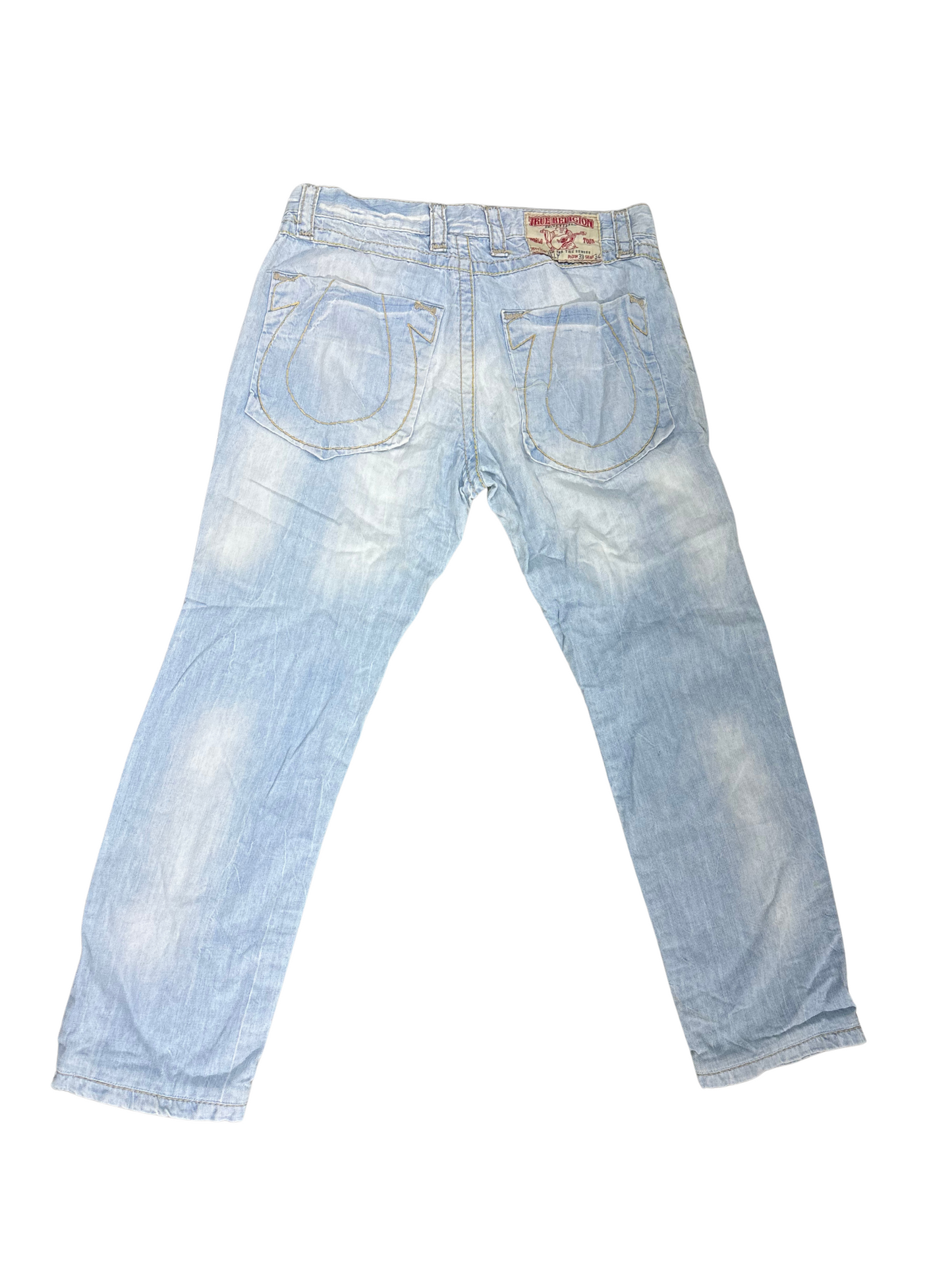 True Religion Billy Bootcut Jeans - Light Wash Vintage USA Made - XL | Waist: 33"