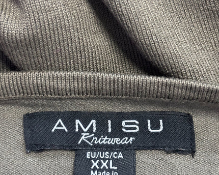 AMISU Olive V-Neck Lightweight Knit Sweater