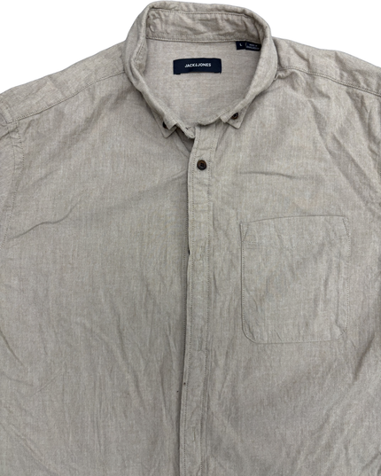Jack & Jones Sand Beige Casual Long Sleeve Shirt - M