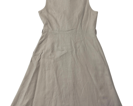L.K. Bennett Sleeveless Neutral Midi Button-Down Shirt Dress