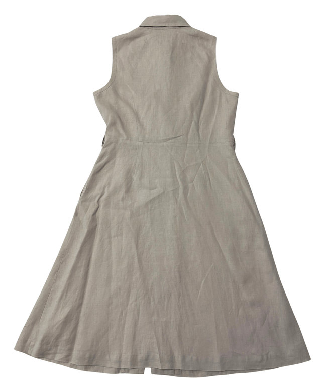 L.K. Bennett Sleeveless Neutral Midi Button-Down Shirt Dress
