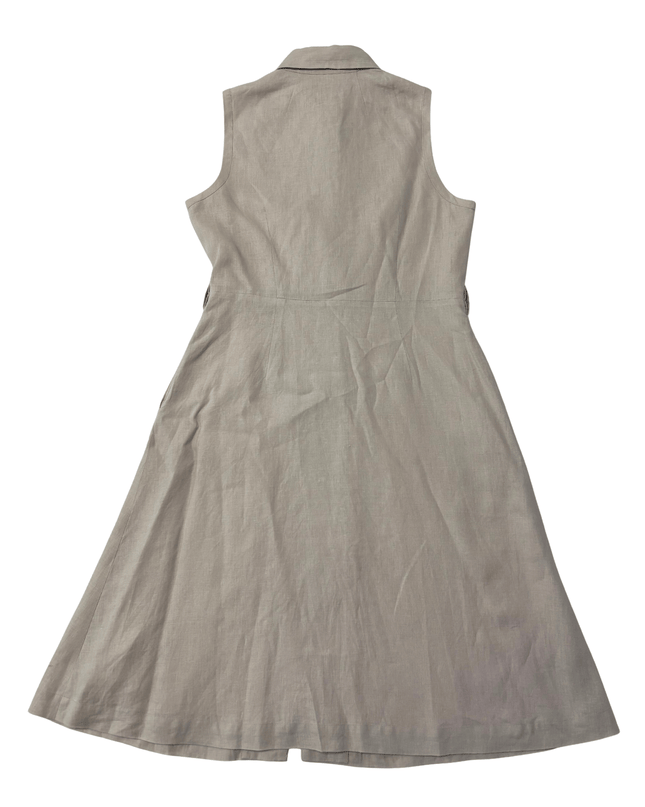 L.K. Bennett Sleeveless Neutral Midi Button-Down Shirt Dress