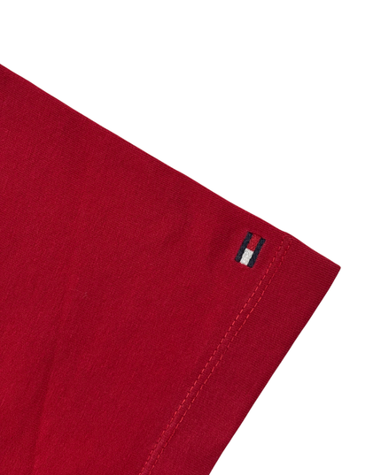 Tommy Hilfiger Script Logo Red Cotton Embroidered T-Shirt - S