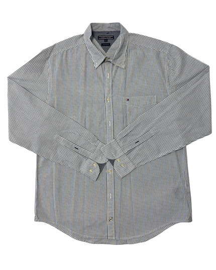 Tommy Hilfiger Gray & White Striped New York Fit Button-Down Shirt