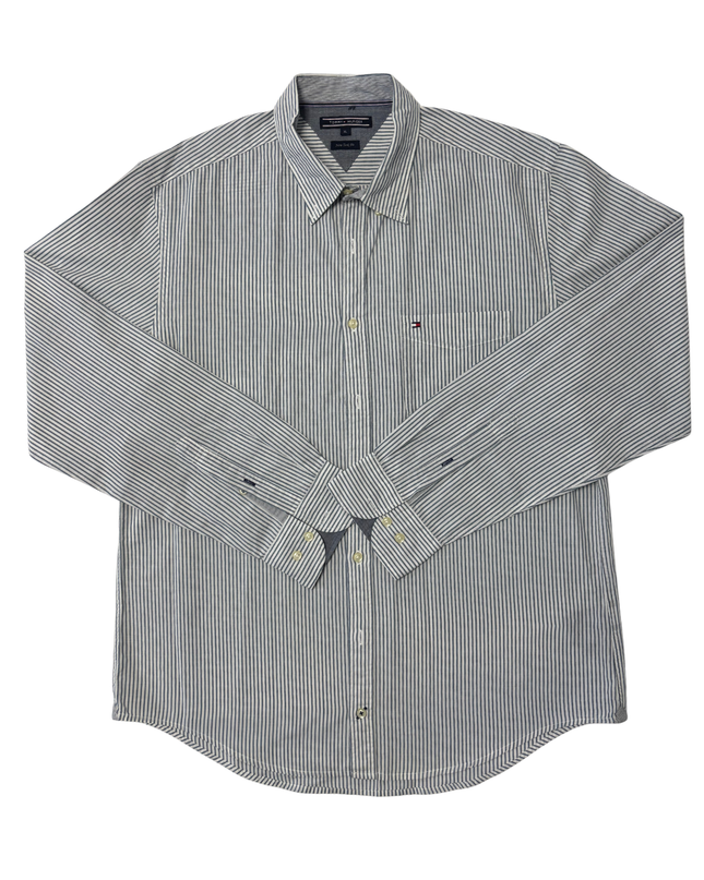 Tommy Hilfiger Gray & White Striped New York Fit Button-Down Shirt