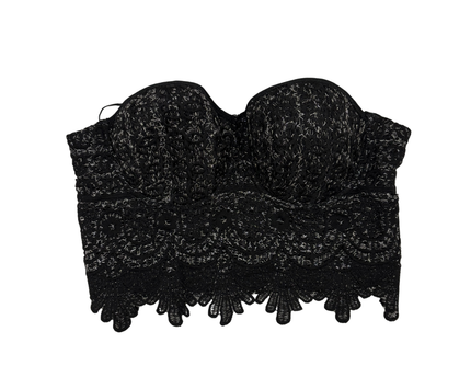 It Girl Y2K Black Lace Bustier Crop Top - XXS