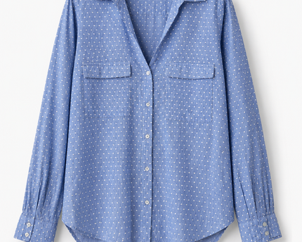 Zara Blue Polka Dot Long Sleeve Shirt