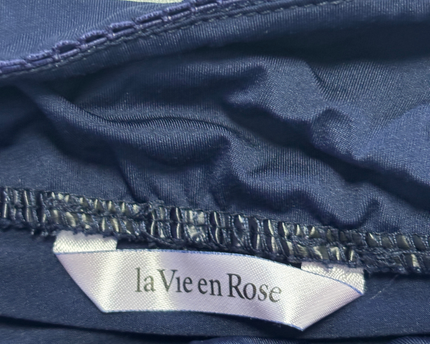 La Vie en Rose Navy Blue Lace Trim Cami Top