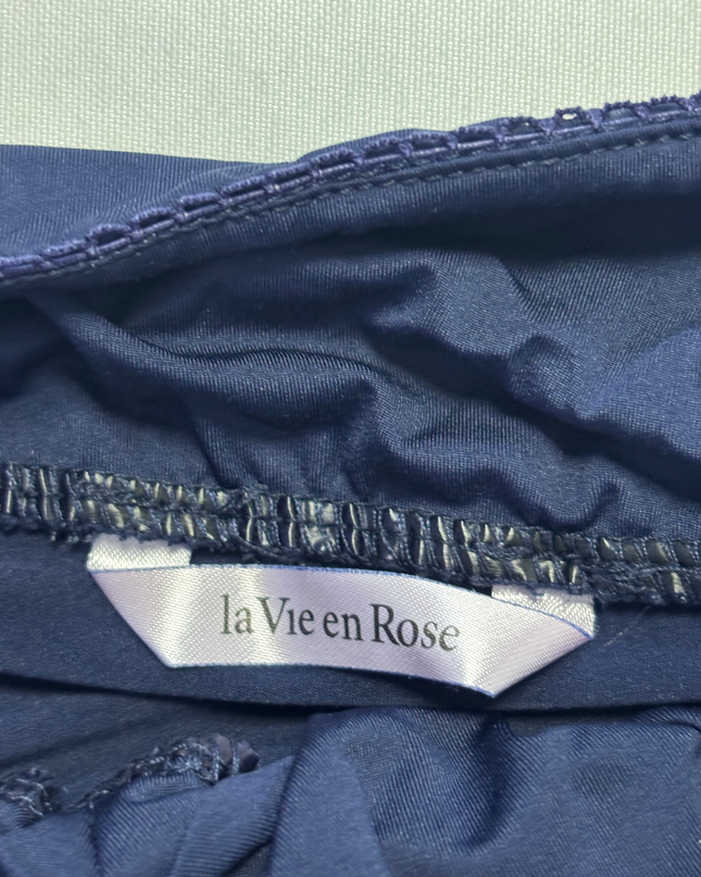 La Vie en Rose Navy Blue Lace Trim Cami Top