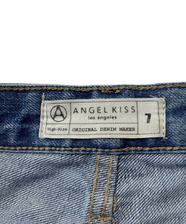 Angel Kiss Blue Distressed High-Rise Tapered Jeans