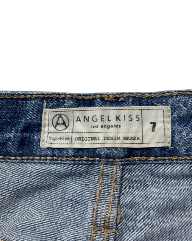 Angel Kiss Blue Distressed High-Rise Tapered Jeans
