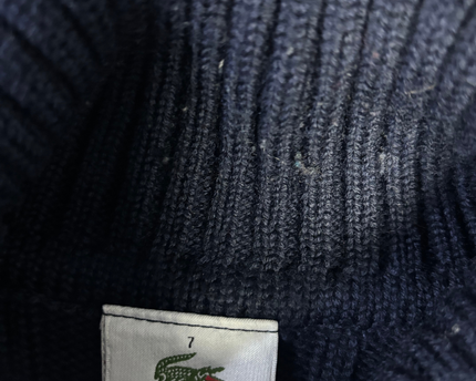Lacoste Navy Ribbed Cable Knit Turtleneck Sweater
