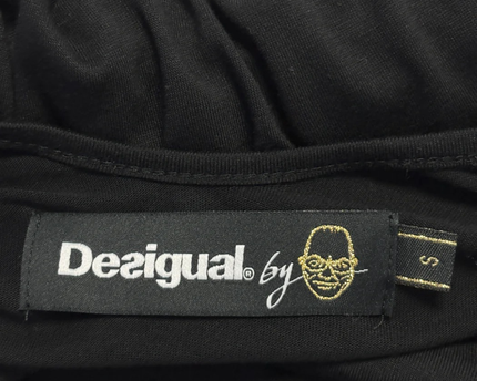 Desigual Black High Neck Ruffle Trim Tunic Top