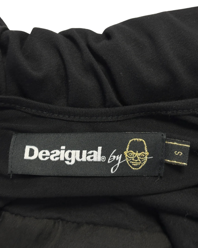 Desigual Black High Neck Ruffle Trim Tunic Top