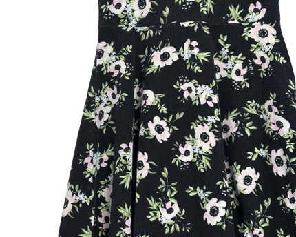 H&M Divided Black Floral Sleeveless Skater Dress