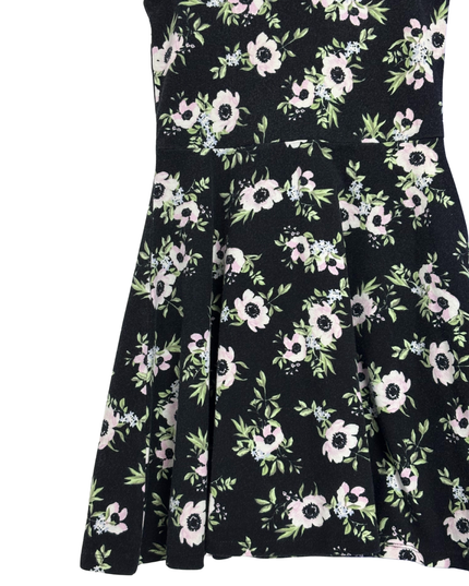 H&M Divided Black Floral Sleeveless Skater Dress