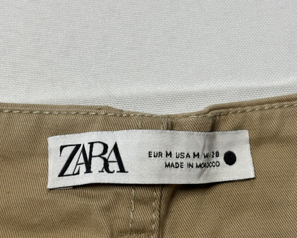 Zara Beige High-Waisted Wide Leg Belted Utility Pants