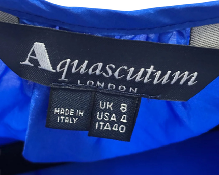 Aquascutum Blue 100% Silk Puff Sleeve Blouse