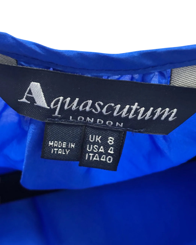 Aquascutum Blue 100% Silk Puff Sleeve Blouse