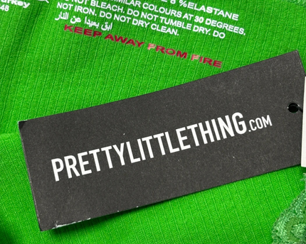 PrettyLittleThing Bright Green Ribbed Lace Trim Shorts W/Tags