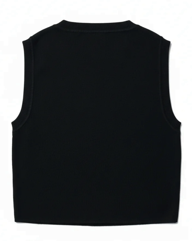 Zara Black Ribbed Knit Sleeveless Cropped Vest