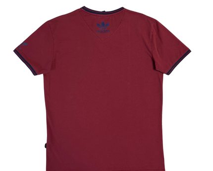 Adidas Burgundy Trefoil V-Neck T-Shirt