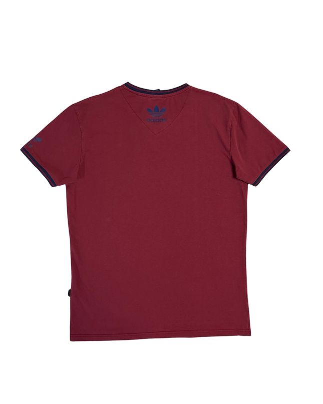 Adidas Burgundy Trefoil V-Neck T-Shirt