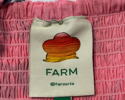 Farm Rio Pink Pineapple Print Smocked Midi Dress