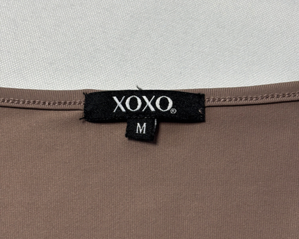 XOXO Brown Scoop Neck Long Sleeve Top