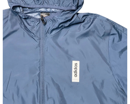Adidas Blue Full Zip Hooded Windbreaker Jacket