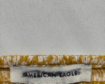 American Eagle Yellow Floral Smocked Button-Up Crop Top