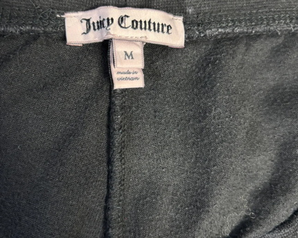 Juicy Couture Black Velour Crest Track Pants