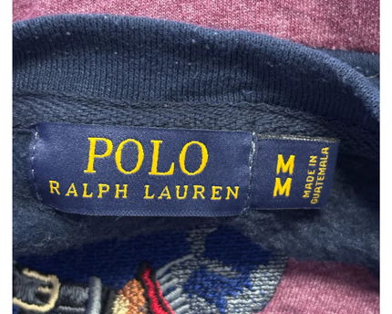 Reworked Polo Ralph Lauren Navy/Maroon Polo Bear Colorblock Sweatshirt