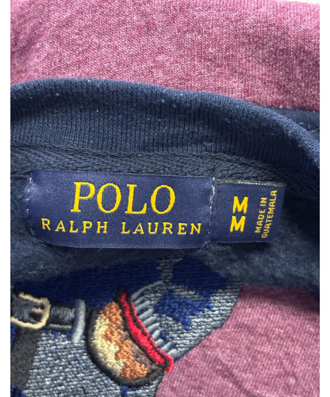 Reworked Polo Ralph Lauren Navy/Maroon Polo Bear Colorblock Sweatshirt