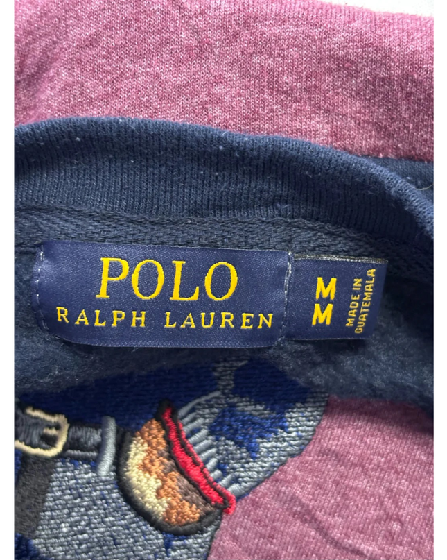 Reworked Polo Ralph Lauren Navy/Maroon Polo Bear Colorblock Sweatshirt